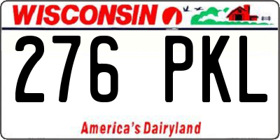 WI license plate 276PKL