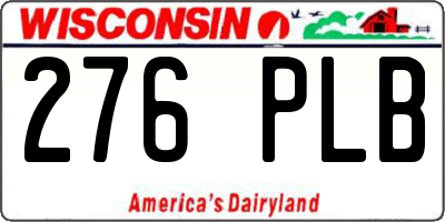 WI license plate 276PLB