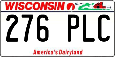 WI license plate 276PLC
