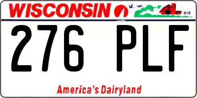 WI license plate 276PLF