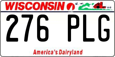 WI license plate 276PLG