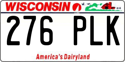 WI license plate 276PLK