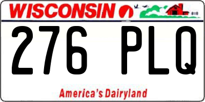 WI license plate 276PLQ