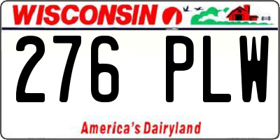 WI license plate 276PLW