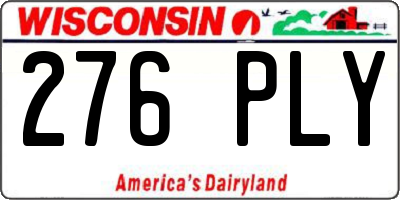 WI license plate 276PLY