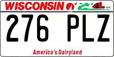 WI license plate 276PLZ