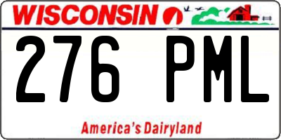 WI license plate 276PML