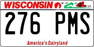 WI license plate 276PMS