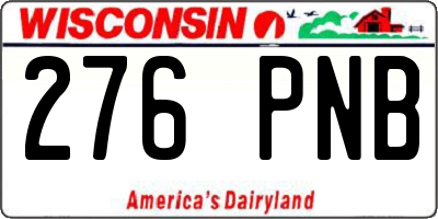 WI license plate 276PNB
