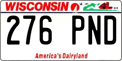 WI license plate 276PND