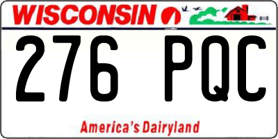 WI license plate 276PQC