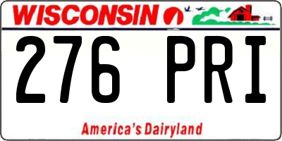WI license plate 276PRI
