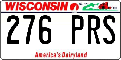WI license plate 276PRS