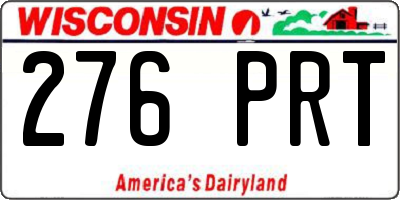 WI license plate 276PRT