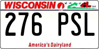 WI license plate 276PSL