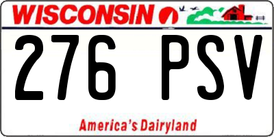 WI license plate 276PSV