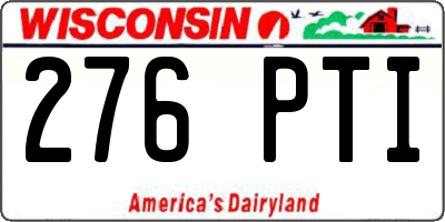 WI license plate 276PTI