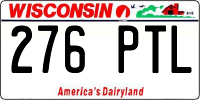 WI license plate 276PTL