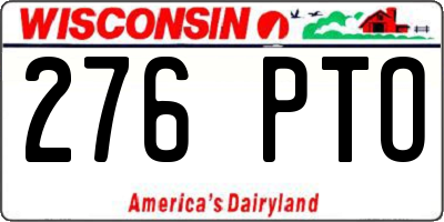 WI license plate 276PTO