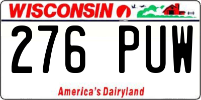 WI license plate 276PUW