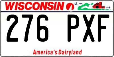 WI license plate 276PXF