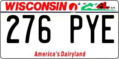 WI license plate 276PYE