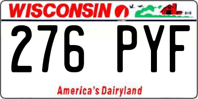 WI license plate 276PYF