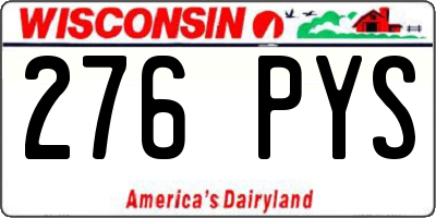 WI license plate 276PYS