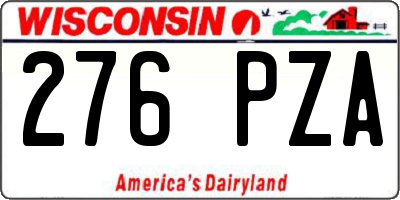 WI license plate 276PZA