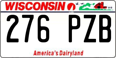 WI license plate 276PZB