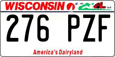 WI license plate 276PZF