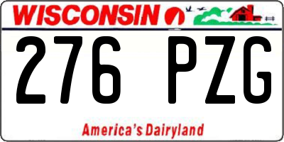WI license plate 276PZG