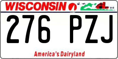 WI license plate 276PZJ