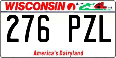WI license plate 276PZL