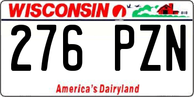 WI license plate 276PZN