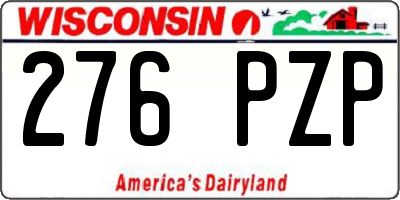 WI license plate 276PZP