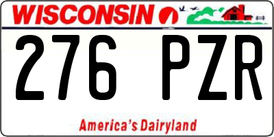 WI license plate 276PZR