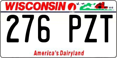 WI license plate 276PZT