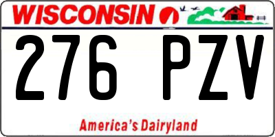 WI license plate 276PZV
