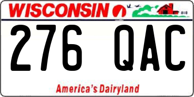 WI license plate 276QAC