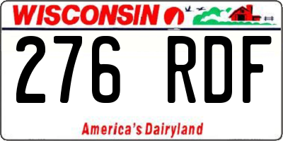 WI license plate 276RDF