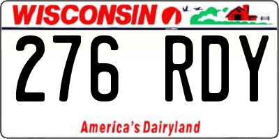 WI license plate 276RDY