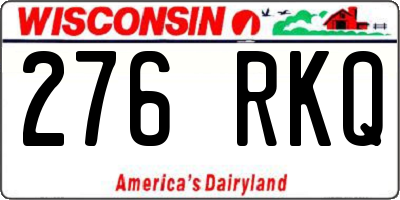 WI license plate 276RKQ