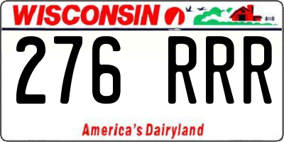 WI license plate 276RRR