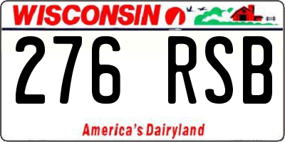 WI license plate 276RSB