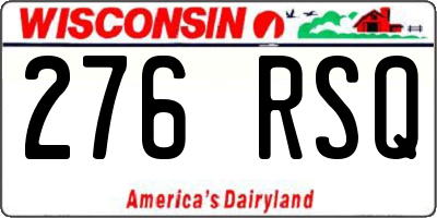 WI license plate 276RSQ