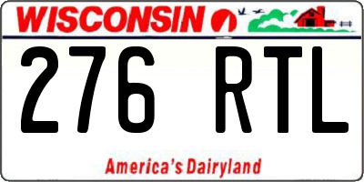 WI license plate 276RTL
