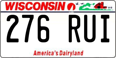 WI license plate 276RUI