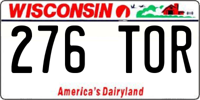 WI license plate 276TOR