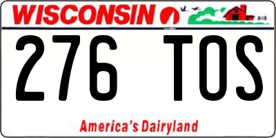 WI license plate 276TOS